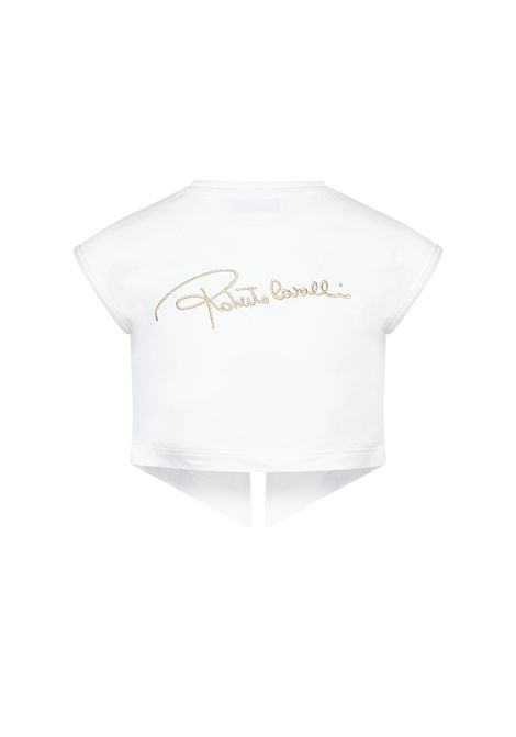 T-shirt con logo ROBERTO CAVALLI KIDS | CGP26081TSF7WHITE